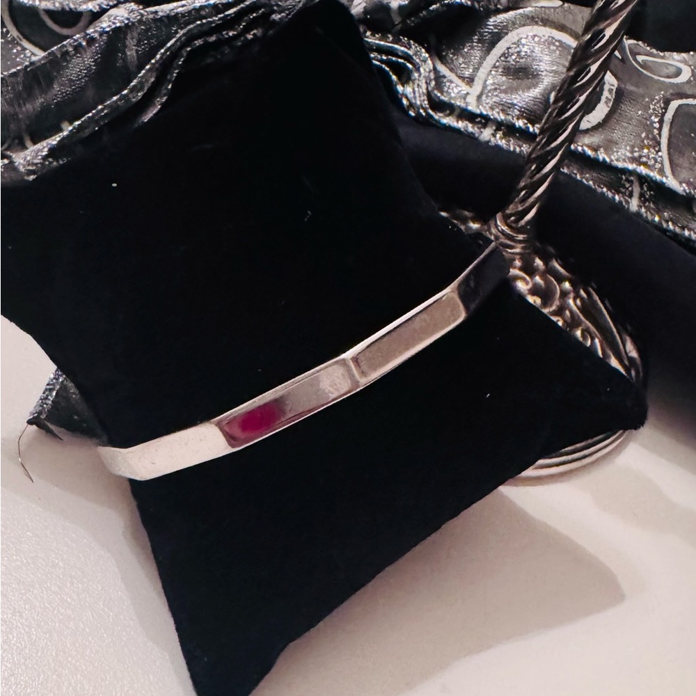 Monet Silver Plated Hexagonal Bangle Bracelet - image 2